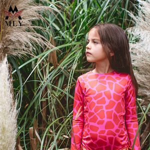 MLY 여름 수영복 어린 소녀 아이 아기 소녀 비키니 세트 만화 인쇄 주름 장식 수영복 입욕 세트 - Product Image 2