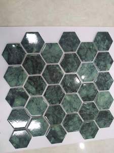 <span class=keywords><strong>Carrelage</strong></span> <span class=keywords><strong>Hexagonal</strong></span> 325x282mm <span class=keywords><strong>Vert</strong></span> Foncé Aspect Jade Brillant Mosaïque de Marbre pour Dosseret de Cuisine - Product Image 4