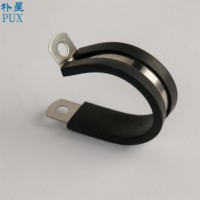 Colliers de serrage en acier inoxydable OEM personnalisés, type P, avec revêtement en caoutchouc noir pour tuyaux