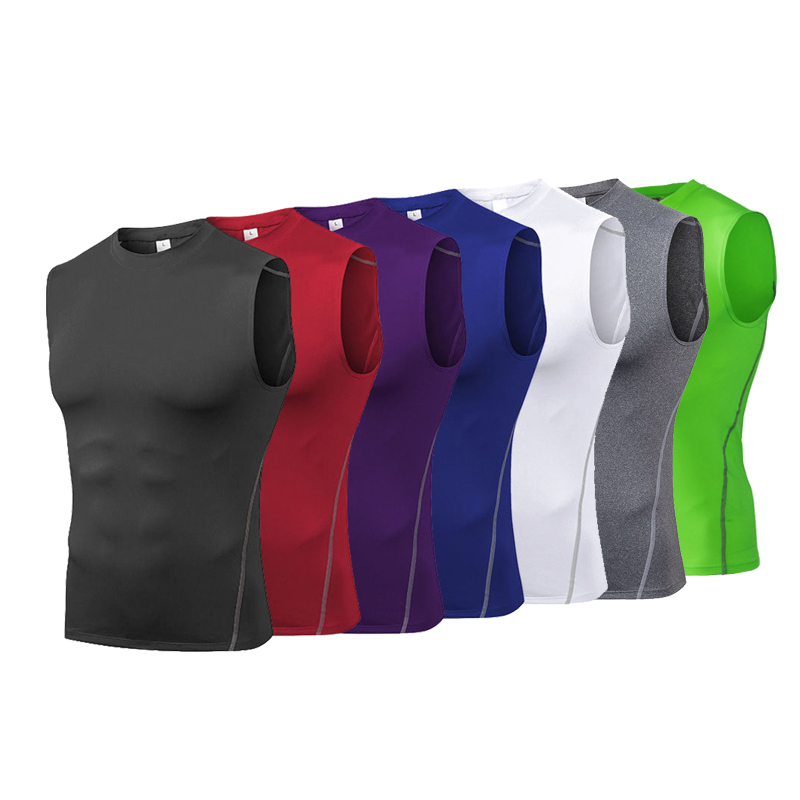 Heren Compressie Tanktop Mouwloos Snel Droog T-Shirt Sport T-Shirt