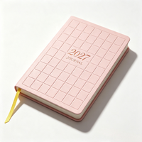 Agenda A5 2027, carnet en cuir PU, couverture personnalisée à grille quadrillée, couverture rigide, journal quotidien