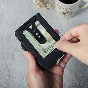<span class=keywords><strong>Portafoglio</strong></span> con fermasoldi intelligente in pelle Vintage Pu personalizzato OEM/ODM per uomo Porta carte Pop-Up con blocco RFID Porta Tarjetas De Credito - Product Image 3