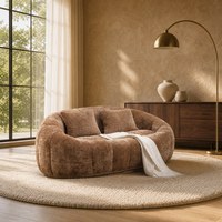 Canapé rond texturé marron surdimensionné avec coussins capitonnés, style moderne pour salon, vente en gros, directement de l'usine