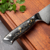 Couteau de chef japonais professionnel KEENHOPE de 5 pouces, 67 couches, cœur VG10, couteau utilitaire de cuisine tranchant, manche en fibre de carbone