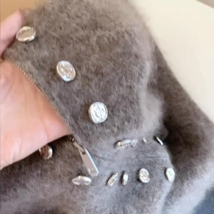 Maglione doppiopetto da <span class=keywords><strong>donna</strong></span> <span class=keywords><strong>con</strong></span> girocollo imbottito <span class=keywords><strong>Cardigan</strong></span> in maglia invernale <span class=keywords><strong>con</strong></span> Zip - Product Image 5