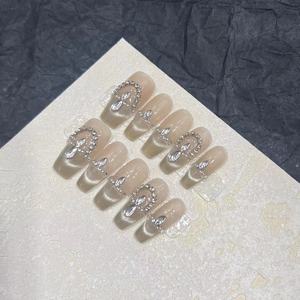 Ongles en acrylique faits main, personnalisés, épais, réutilisables, à presser, style français, pointes de <span class=keywords><strong>manucure</strong></span>, motif amande, portables, emballés sur carte - Product Image 5