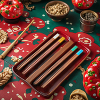 Ensemble de baguettes en bois de santal, boîte en forme de dôme chinoise, écologique, réutilisable, surface antiadhésive, durable, style luxe léger, personnalisé