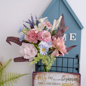 Bouquet de fleurs artificielles rose et bleu mélangé, thème 'Écoutez la flûte sous la lune', pour décoration intérieure et arrangement de mariage CF01454A - Product Image 4