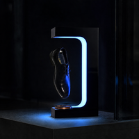 Support d'affichage à lévitation magnétique pour chaussures, avec éclairage LED, en acrylique noir brillant, fabrication OEM