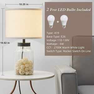 Lampada da tavolo moderna <span class=keywords><strong>in</strong></span> vetro con paralume regolabile a LED con paralume <span class=keywords><strong>bianco</strong></span> per uso camera da letto/ufficio incluso - Product Image 4