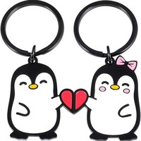 Aksesoris Gantungan Kunci Tas Pasangan Penguin Lucu Bahan Stainless Steel, Terlaris Lintas Negara