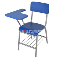 Chaise de classe moderne pour l'école et l'université, chaise ergonomique en bois avec tablette d'écriture pour étudiants
