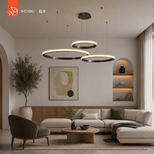 Lustre LED de luxe à trois anneaux en cristal bulle pour salon de villa - Product Image 2