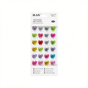 Pegatinas Brillantes con Forma de Corazón de Imitación de Diamantes Ilan, Multicolores, 18 mm, Aproximadamente 24 Unidades - Product Image 2