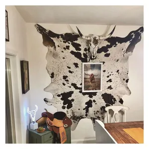 Hochwertiges Luxusgeschenk Natur Rinderfell Pelzteppiche Patchwork Rinderfell Wandhängteppich für Wohnzimmer
