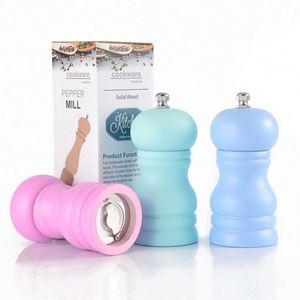 Household Ceramic Core Pepper <b>Bottle</b> <b>Shaker</b> Kit Wooden Mini Manual 2 in 1 pink Salt and Pepper Mill Spice Grinder Set - Product Image 1
