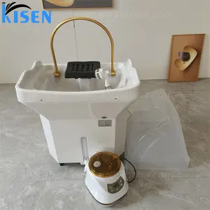 Kisen无需连接管道沙龙家具洗发可移动加热SPA头便携式洗发水按摩床水槽