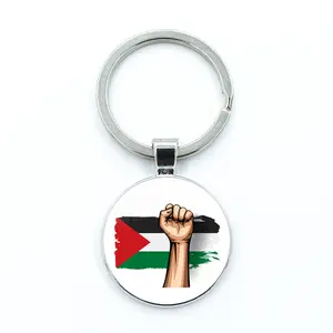 Drapeau palestinien porte-clés pendentif cristal verre Palestine anti-guerre paix pendentif