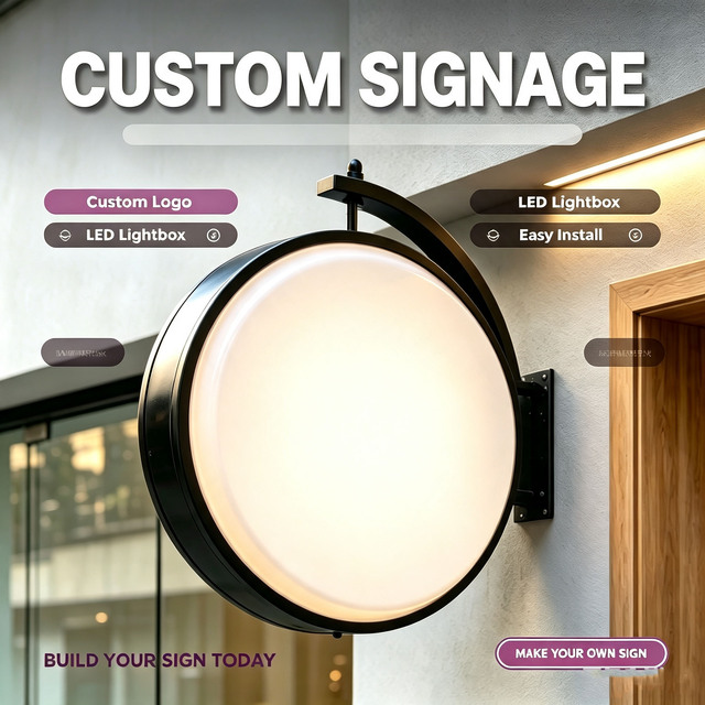 Custom Made Outdoor Waterproof Double Sided 360° Rotating LED Sign Revolving Illuminated Advertising Illuminated Light Box