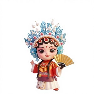 Figura Decorativa de Resina de Seda de la Ópera de Pekín con Ojos Grandes |   Muñeca de estilo chino clásico versión Q de 6 pulgadas |   Decoración Artesanal Perfecta para Festivales - Product Image 1