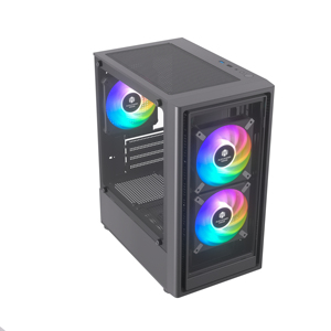 Boîtier PC de jeu en verre TG, Micro ATX, tour moyenne de bureau avec fenêtre latérale en acier RGB - Product Image 3