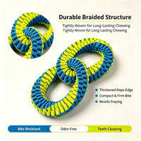 Jouet en corde pour chien en forme de 8, résistant aux morsures, pour le nettoyage des dents, jouet de traction pour animaux de compagnie, jouet à mâcher interactif durable pour chiens de taille moyenne à grande