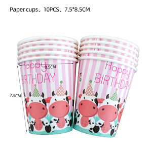 Decoraciones para Fiesta de Cumpleaños con Temática de Vaca Rosa, Artículos para Fiesta de Cumpleaños de Niña, <span class=keywords><strong>Kit</strong></span> de Vajilla Desechable - Product Image 4