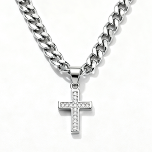 CX kustom Zirconia perhiasan kualitas tinggi baja nirkarat tidak memudar liontin salib Yesus kalung untuk wanita pria - Product Image 2