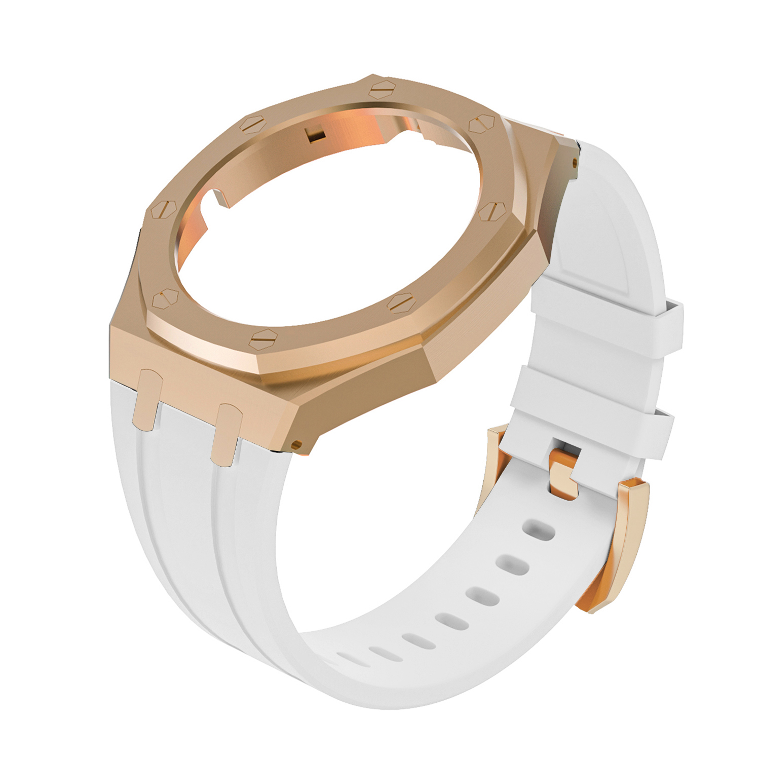 Bracelet en or rose et silicone blanc