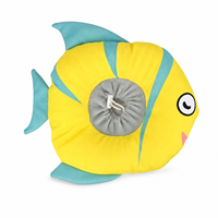Collier de récupération en peluche douce pour chats et petits chiens, motif poisson tropical de dessin animé mignon, anti-léchage et anti-morsure, avec cordon de serrage réglable