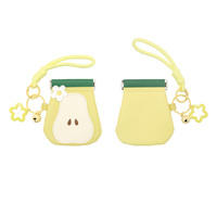 Fruit Vegan Leer Snap Spring Pouch Mini Sieradendoosje met sleutelhanger Polsbandje voor oorbel Ring Reizen Dagelijks dragen