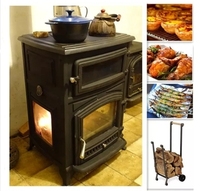 Poêle de cuisine industriel en fonte à bois, four à bois avec design traditionnel et puissance de chauffage de 16 kW