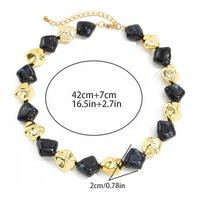 Collares de Joyería de Moda Vintage, Collar llamativo de bolas de cuentas doradas gruesas con dije de resina acrílica, Joyería Irregular