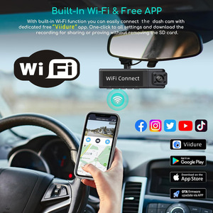Cámara para Auto 1080P con Triple Lente Delantera y Trasera, WiFi, Grabación en Bucle, Gran Angular de 140 Grados, DVR para Auto de 12V con Soporte para Tarjeta TF - Product Image 2