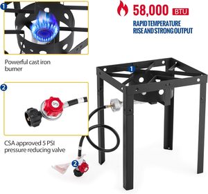 Kit de friteuse à poisson d'extérieur de 18 litres avec 2 paniers intérieurs et brûleur au propane de 58 000 BTU pour la friture du poisson, des ailes de poulet et des frites - Product Image 4