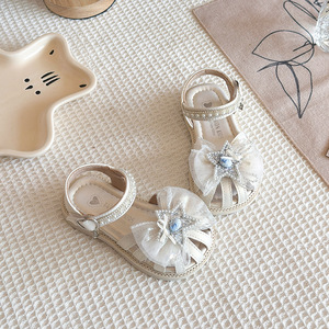 Sandali Antiscivolo per Bambine, Scarpe Estive con Suola Morbida, Decorazioni in Strass e Rete, Sandali con Punta Chiusa per Bambini - Product Image 2