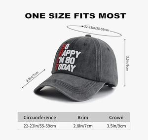 Gorra de béisbol So Happy I'm 80 Today para mujeres y hombres, gorra de algodón clásica Retro Vintage bordada ajustable - Product Image 3