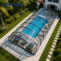 Maßgefertigte Einziehbare Aluminium-Schwimmbadüberdachung Moderne Polycarbonat-Abdeckung Schiebe-Wintergarten für Hinterhof und Garten
