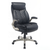 Chaise de bureau ergonomique traditionnelle de direction, grande taille, dossier haut, pour bureau à domicile, avec accoudoirs relevables et commande par câble
