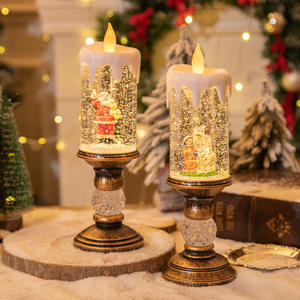 Décorations de Noël Bougie Lumière Xmas Cristal Lanternes <span class=keywords><strong>Neige</strong></span> Bonhomme De <span class=keywords><strong>Neige</strong></span> Lumières LED Lampe De Noël Veilleuse Table Ornement - Product Image 2