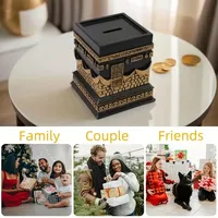 Tirelire en résine personnalisée représentant la Kaaba islamique avec des motifs arabes dorés, cadeau musulman pour la famille et les amis, sculpture du site sacré de la Mecque