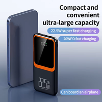 BUKU Vente en gros de batterie externe 10000mah PD22.5W à charge rapide, format compact, batterie externe à charge rapide USB-C 20000mah avec 2 câbles