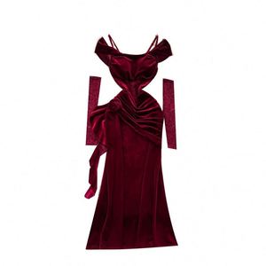 Vestido Maxi de Terciopelo sin Mangas para Mujer, Estilo Casual Americano de Otoño, Tejido Transpirable, Sostenible, Lavable, Antiestático, Corte Imperio 3D - Product Image 5