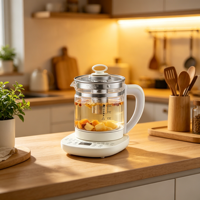 Bouilloire Électrique Vapeur 1,8 L en Acier Inoxydable avec Stérilisation et Contrôle Numérique 800W Automatique pour Hôtel et Extérieur
