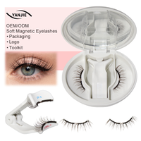 Cils magnétiques 3D semi-artisanaux en gros, doux, en boîte unique, réutilisables, en matériau PBT, courbure C, avec applicateur, sans colle, faciles à porter