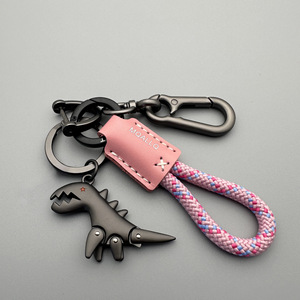 Llavero de Metal con Mini Dinosaurio, Delicado Llavero para Coche de <span class=keywords><strong>Niñas</strong></span>, Accesorio para Mochila con Cordón de Cuero - Product Image 5