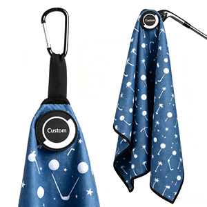 Serviette de nettoyage en microfibre gaufrée personnalisable à séchage rapide et absorbante avec mousqueton pour clubs de golf - Product Image 1
