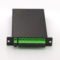 Répartiteur de fibre optique PLC 1x8 monomode G657A1 LGX en cassette métallique SC/APC, longueur d'onde 1260-1650 nm, faible perte d'insertion