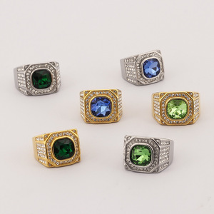 Anillo de Hombre de Acero Inoxidable Estilo Hip-Hop Octagonal 3D <span class=keywords><strong>con</strong></span> Incrustaciones de Cristal y Circonita Redonda, Electrochapado en Vidrio - Product Image 5