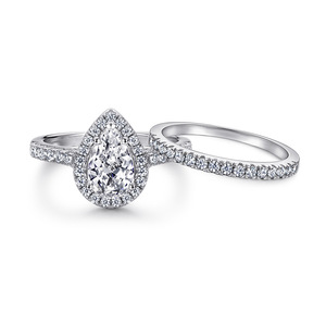 Classic 925 Sterling Silver Cushion Cut Halo CZ Jewelry <b>Set</b>, 3PCS Square Shape Cubic Zirconia Ring Earrings Necklace <b>Set</b> - Product Image 3